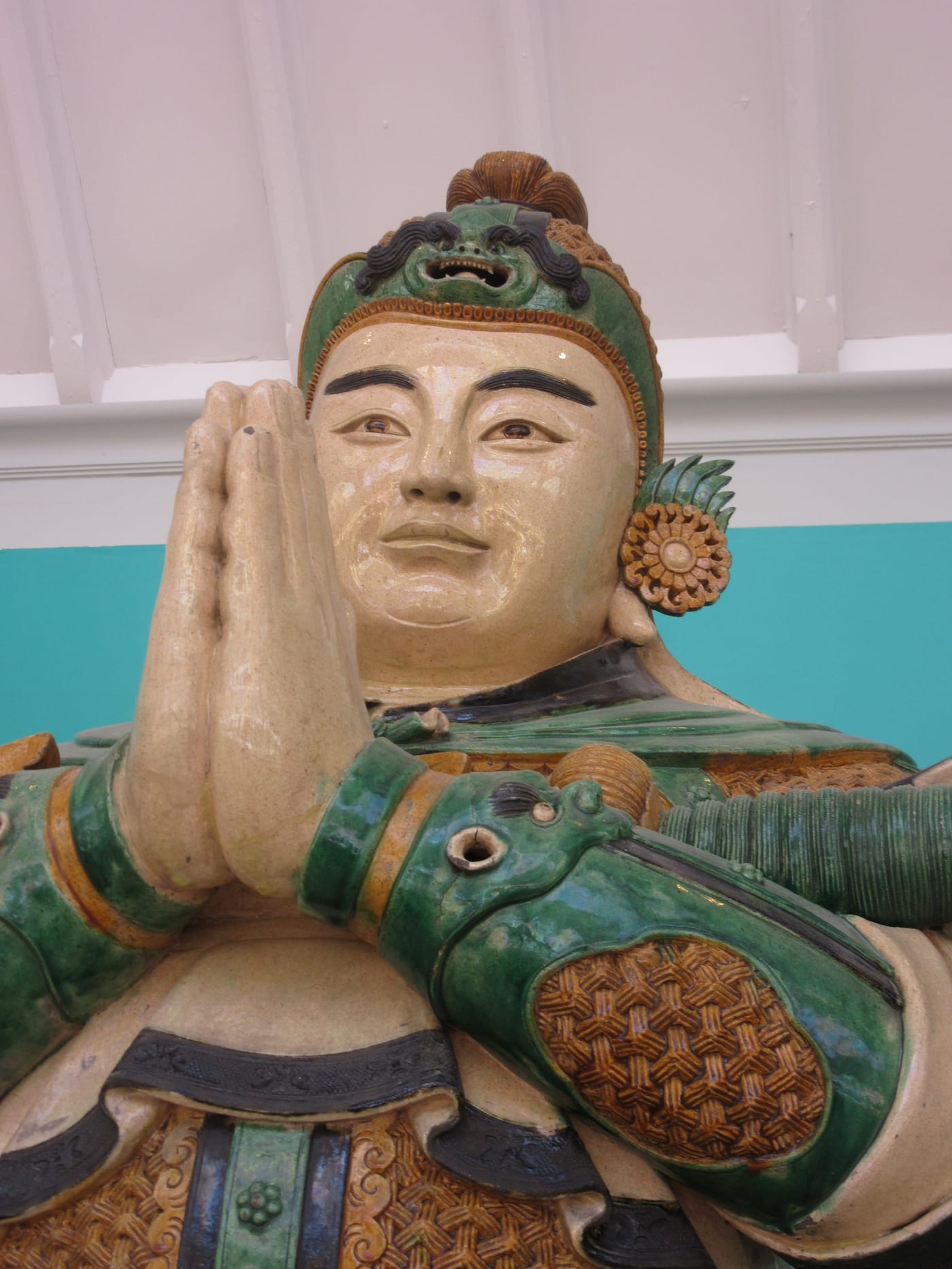 韦陀菩萨——寺院韦陀菩萨彩塑（合掌捧杵）